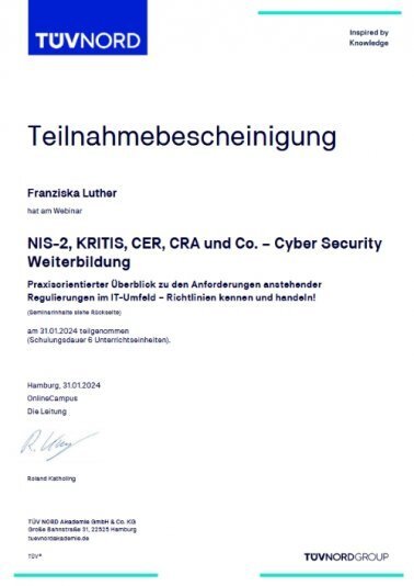 NIS-2, KRITIS, CER, CRA: Cybersecurity