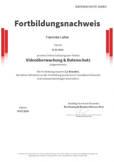 Datenschutz: Videoüberwachung (2024)
