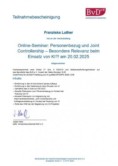 KI: Personenbezug und Joint Controllership