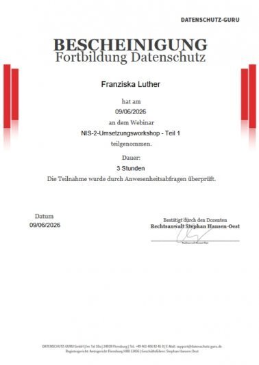 NIS-2 Umsetzungsworkshop (Teil 1)