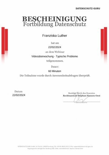 Datenschutz: Videoüberwachung 